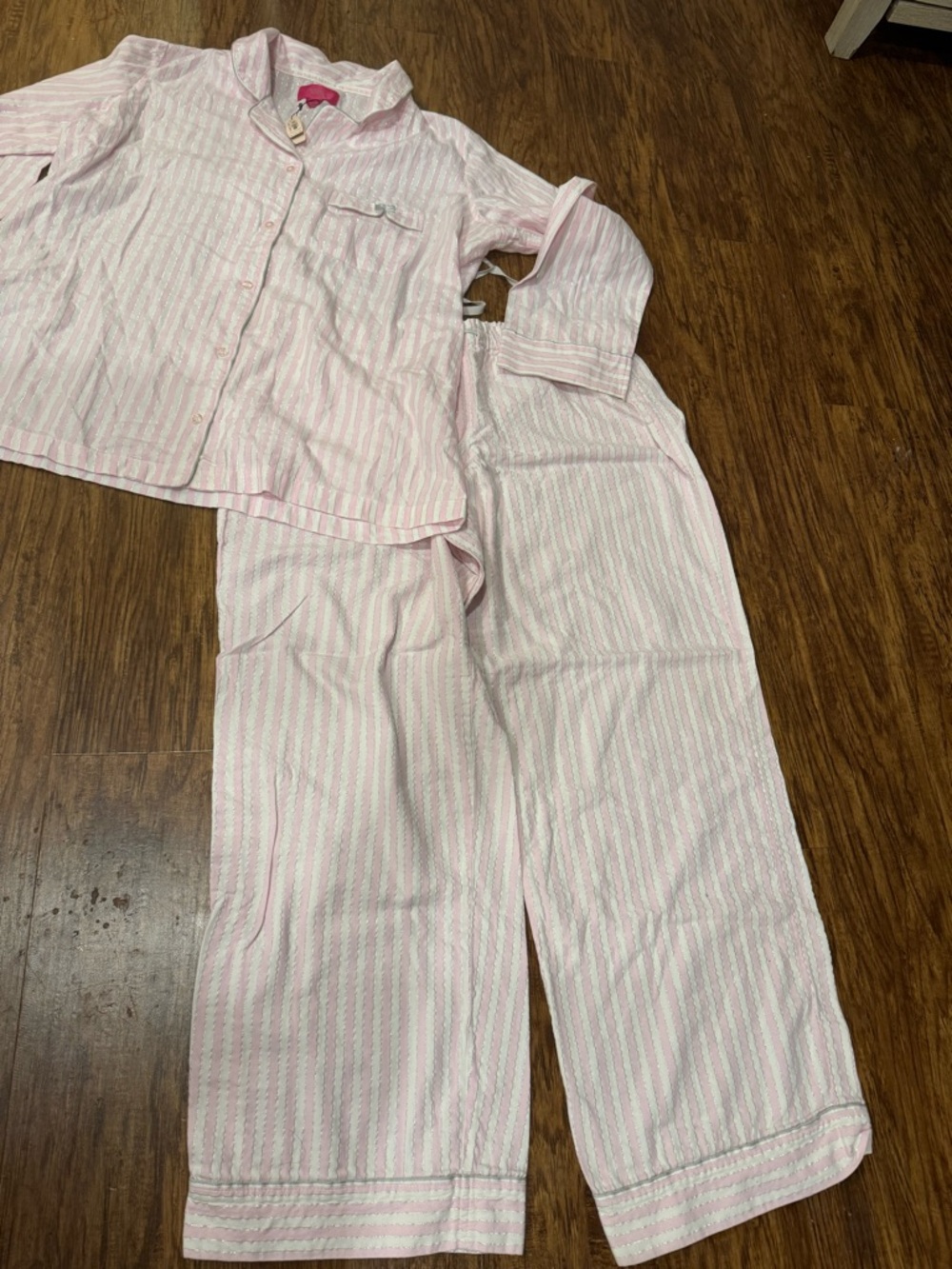 Victoria's Secret Pink & White Striped Kids Pajama Set - Button-Up Top & Pants